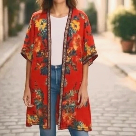 Flying Tomato Tops - Flying Tomato Kimono Top w/ Open Front